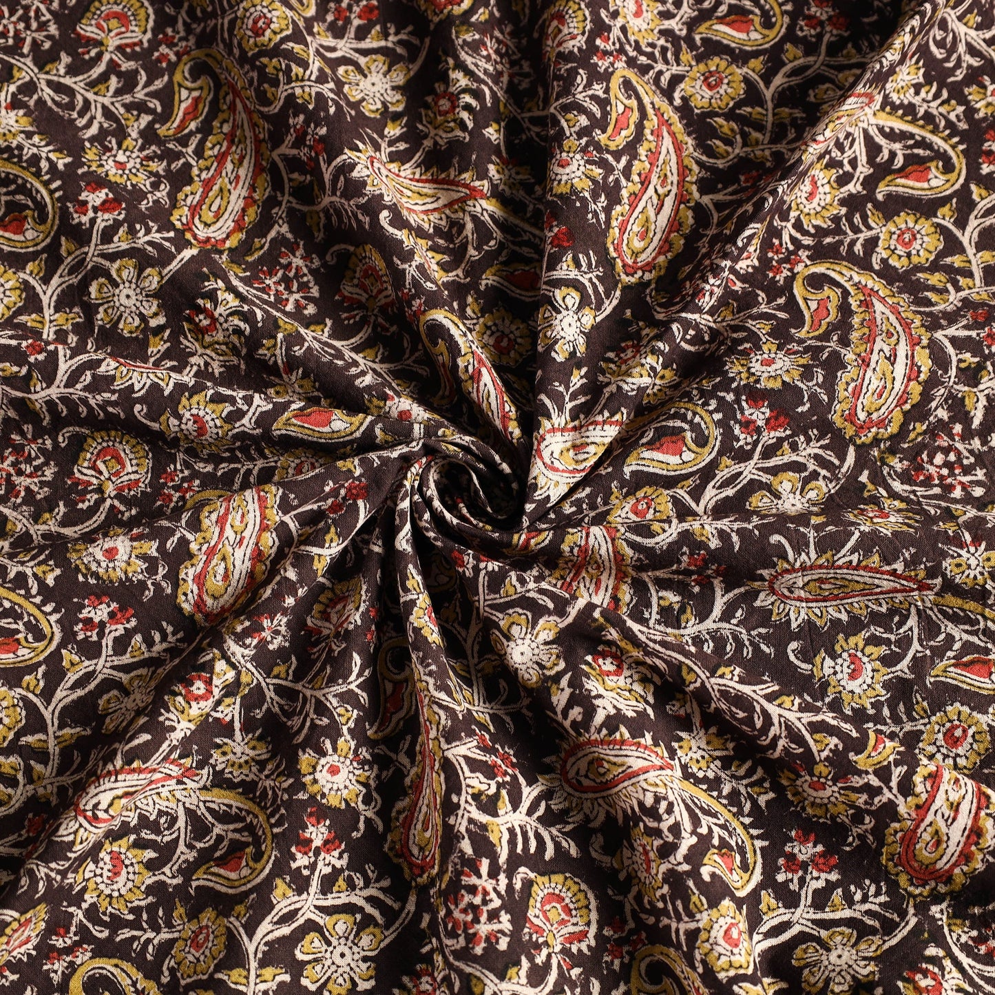  Brown Pedana Kalamkari Block Print Cotton Table Cover