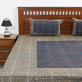 Buy Ajrakh Patch Tukdi Kaam Cotton Double Bed Cover with Pillow Covers Online l iTokri.com