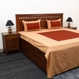 Buy Brown Patchwork Cotton Double Jacquard Bed Sheet Set