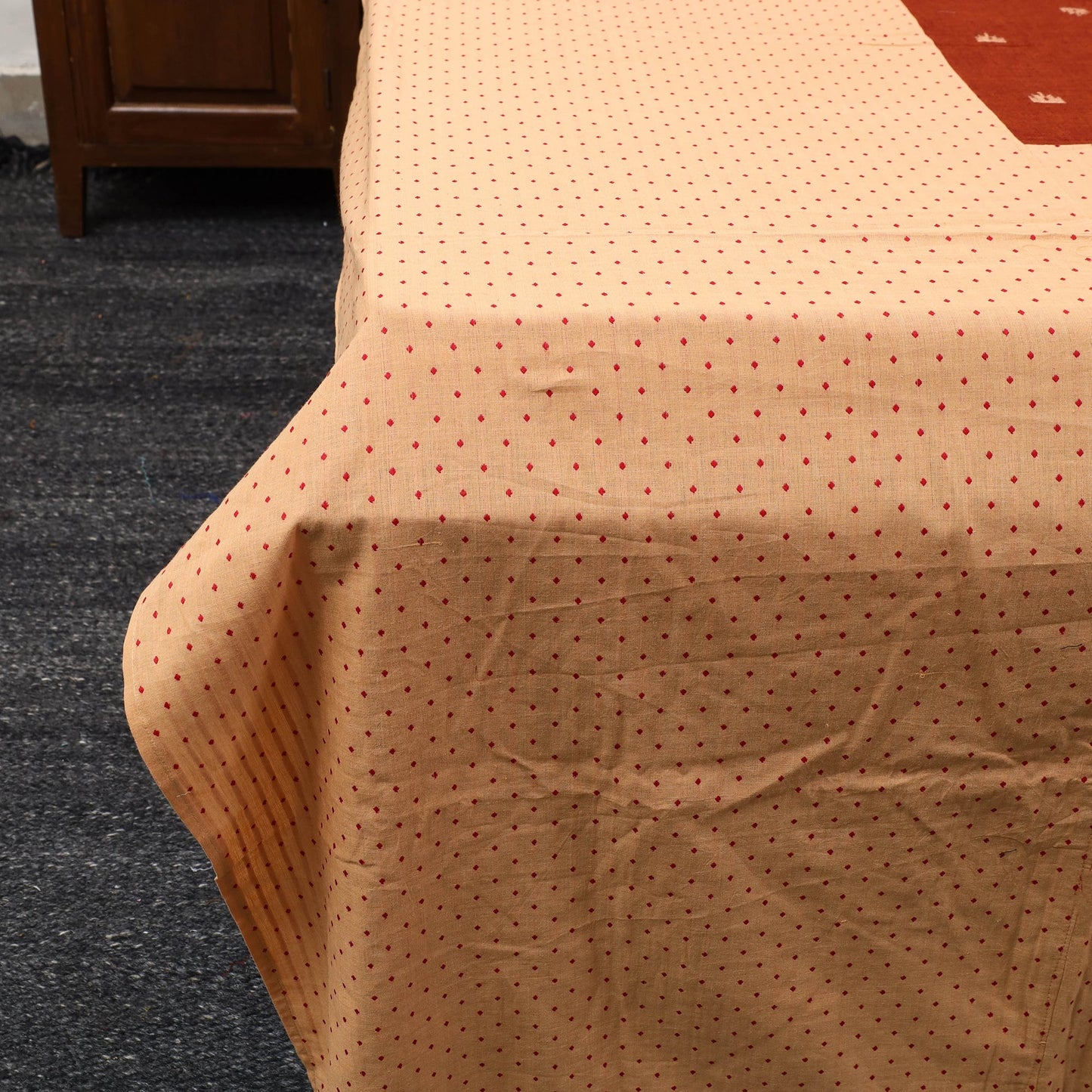 Buy Brown Patchwork Cotton Double Jacquard Bed Sheet Set