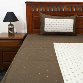 Buy Brown Patchwork Cotton Double Jacquard Bed Sheet Set