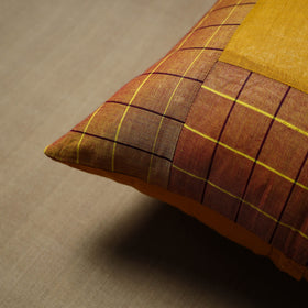 Brown - patchwork cotton kanchipuram cushion cover (16 x 16
