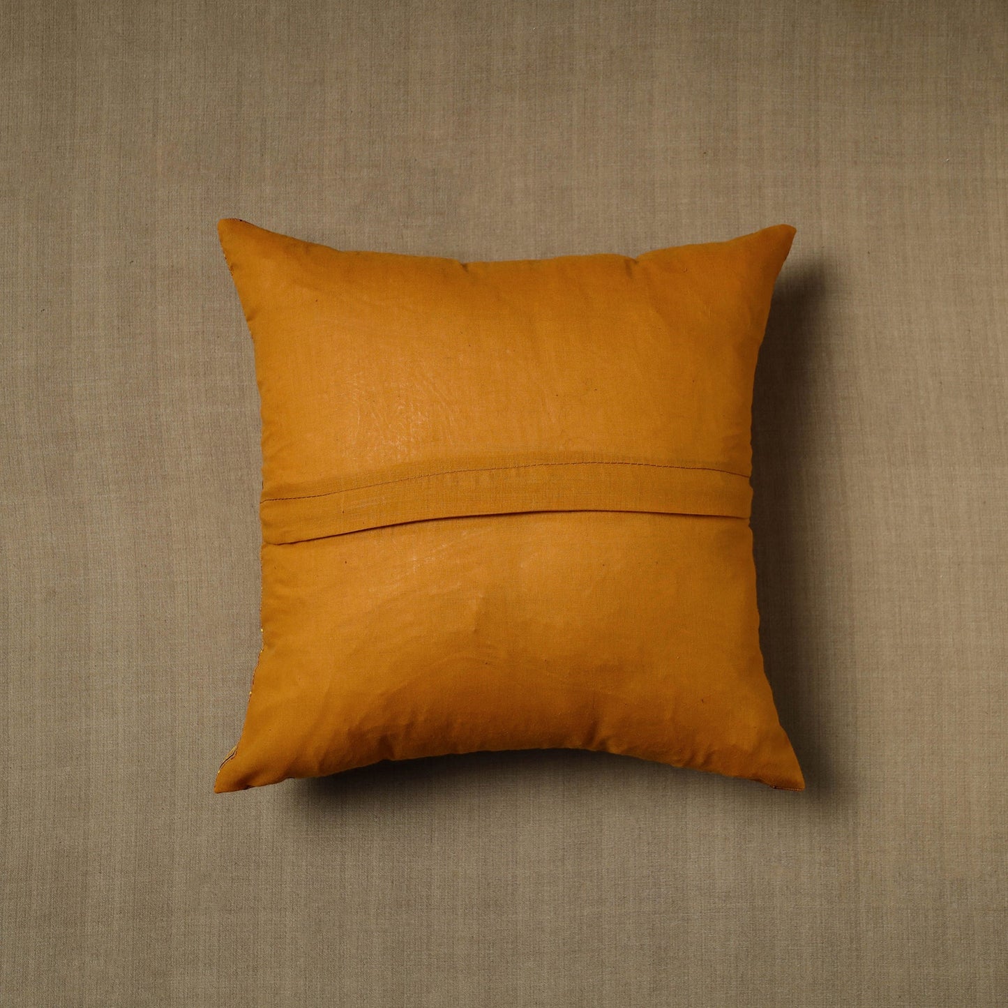 Brown - patchwork cotton kanchipuram cushion cover (16 x 16
