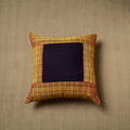 Brown - patchwork cotton kanchipuram cushion cover (16 x 16