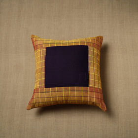 Brown - patchwork cotton kanchipuram cushion cover (16 x 16