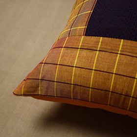 Brown - patchwork cotton kanchipuram cushion cover (16 x 16