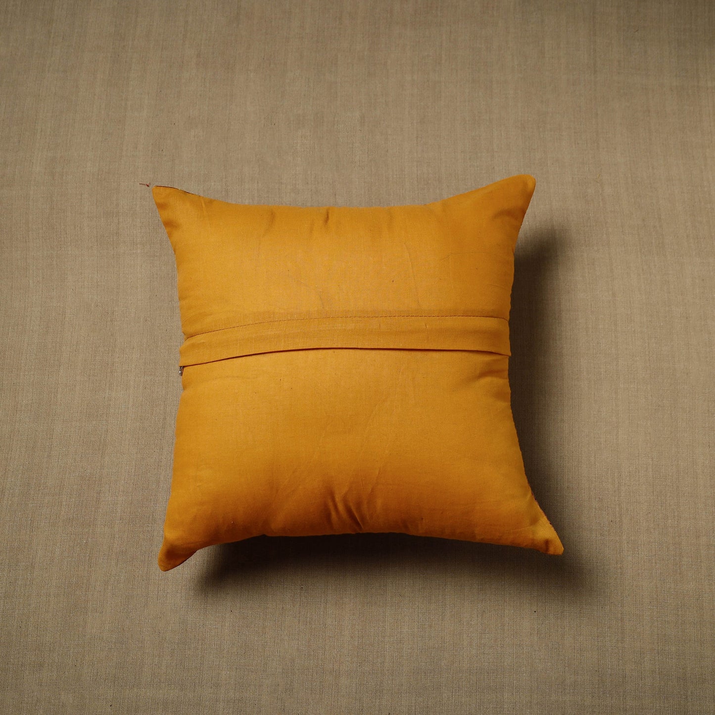 Brown - patchwork cotton kanchipuram cushion cover (16 x 16