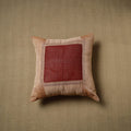 Brown - patchwork cotton kanchipuram cushion cover (16 x 16