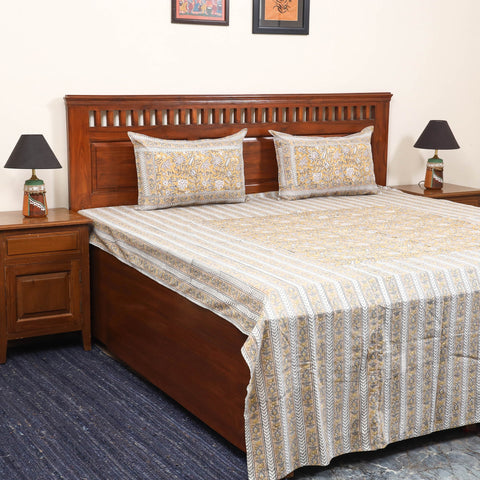 Patchwork hand double sanganeri bedsheet set (108 x 90 in)