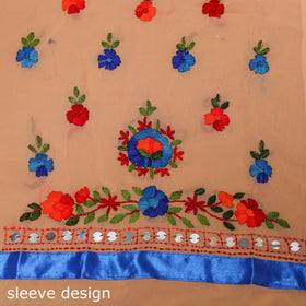 Brown - ranihati chapa work hand embroidery georgette 3pc