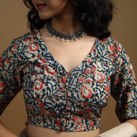 Pedana cotton natural dyed kalamkari readymade blouse 01