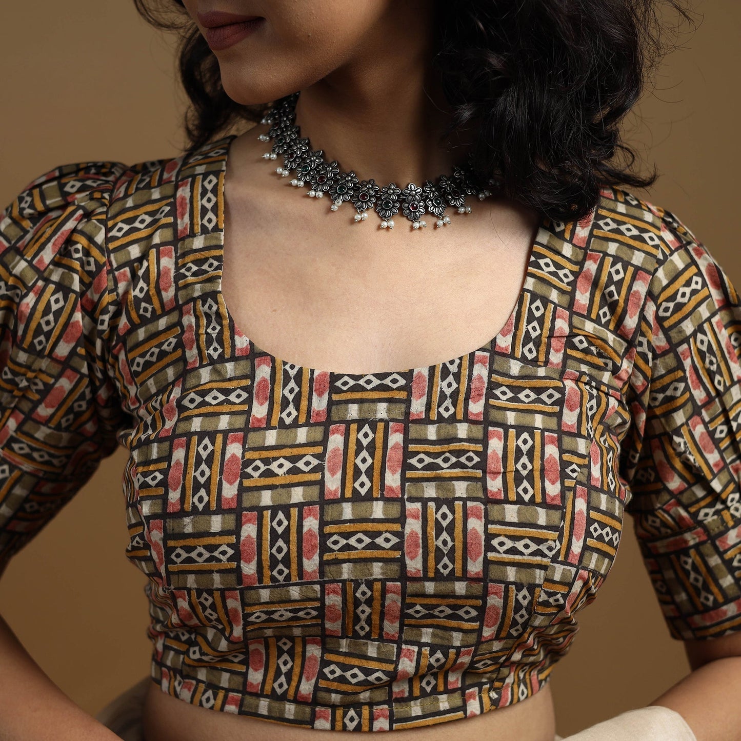 Pedana cotton natural dyed kalamkari readymade blouse 10