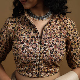 Pedana cotton natural dyed kalamkari readymade blouse 07