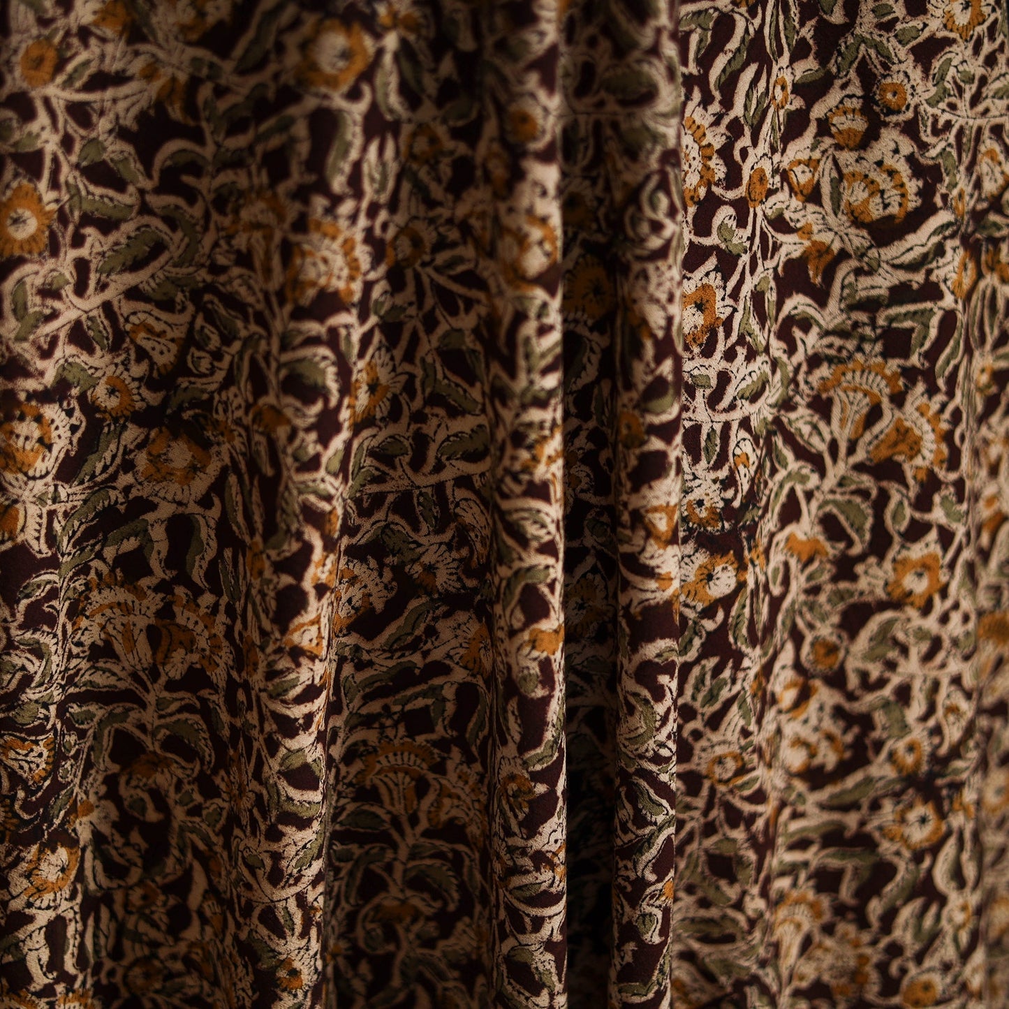 Pedana block print natural dyed cotton kalamkari fabric 12