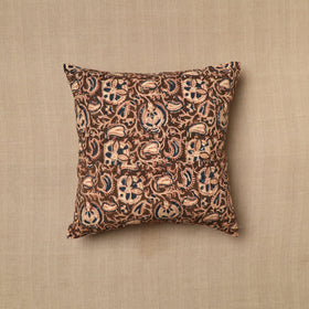 Brown Pedana Block Print Cotton Kalamkari Cushion Cover