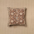 Brown Pedana Block Print Cotton Kalamkari Cushion Cover