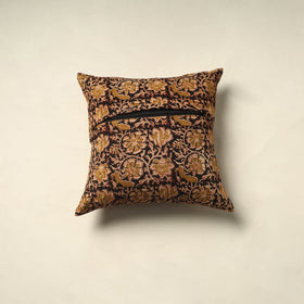 Brown Pedana Block Print Cotton Kalamkari Cushion Cover
