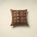 Brown Pedana Block Print Cotton Kalamkari Cushion Cover