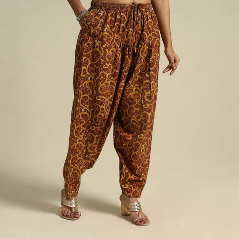 Buy Brown Pedana Block Print Cotton Kalamkari Salwar