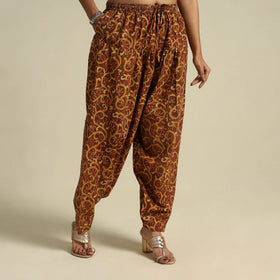 Buy Brown Pedana Block Print Cotton Kalamkari Salwar