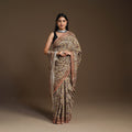 Brown Pedana Block Print Cotton Kalamkari Saree