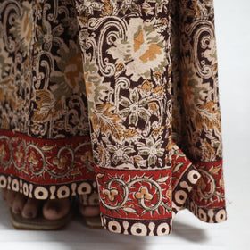 Brown Pedana Block Print Cotton Kalamkari Saree