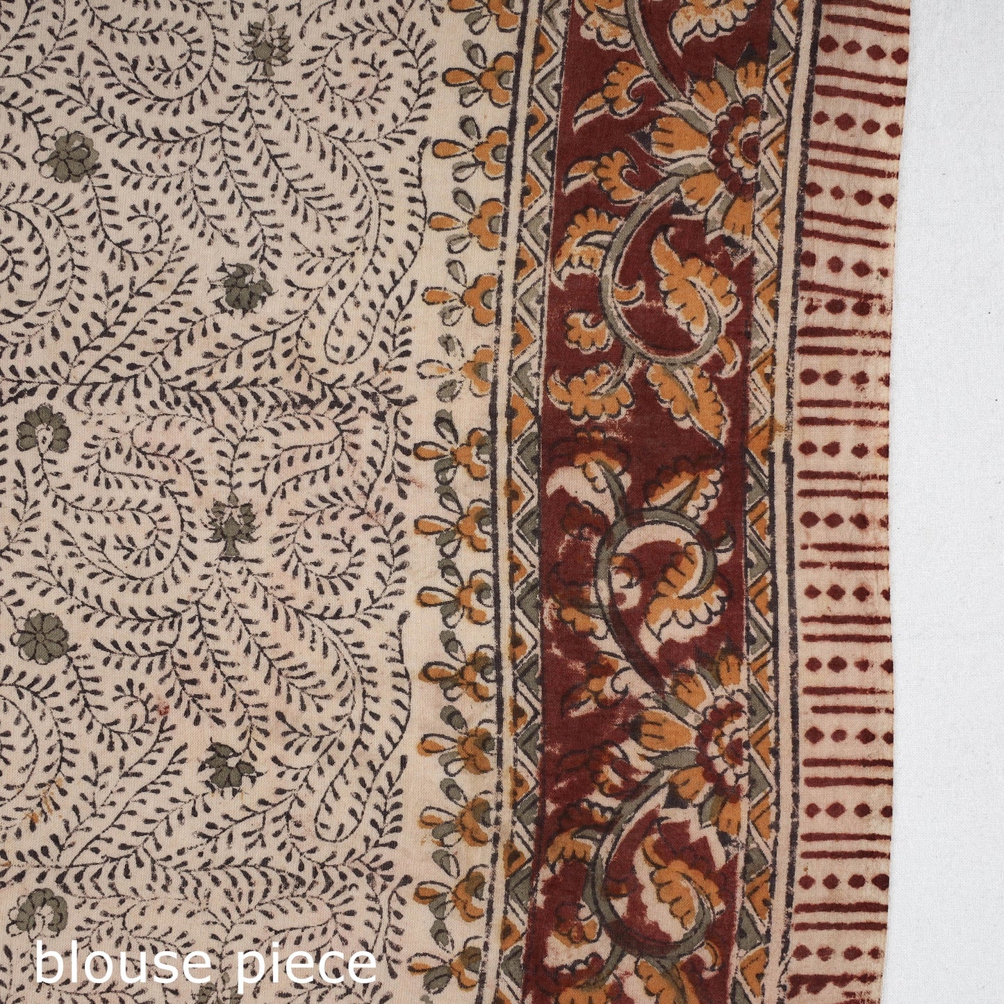 Brown Pedana Block Print Cotton Kalamkari Saree