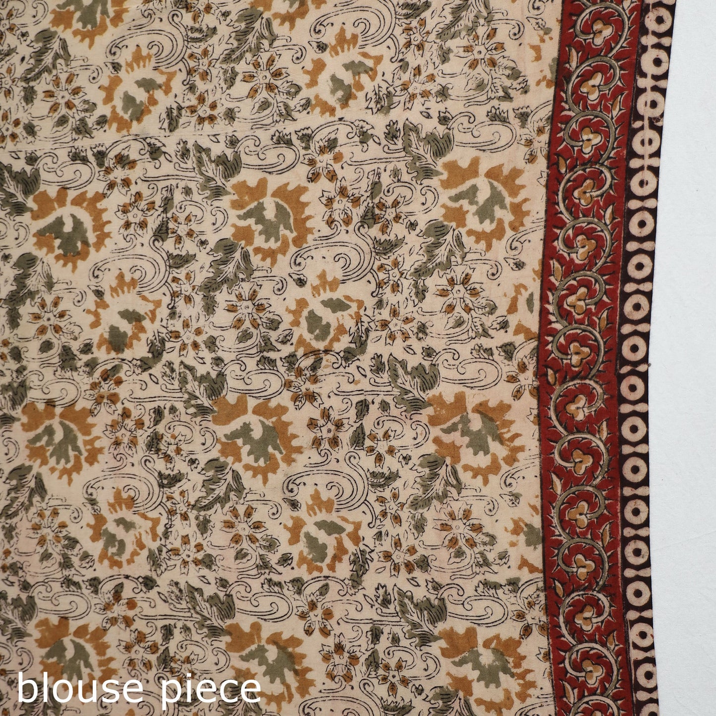 Brown Pedana Block Print Cotton Kalamkari Saree