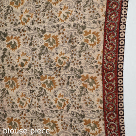 Brown Pedana Block Print Cotton Kalamkari Saree
