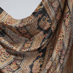 Brown Pedana Block Print Cotton Kalamkari Saree