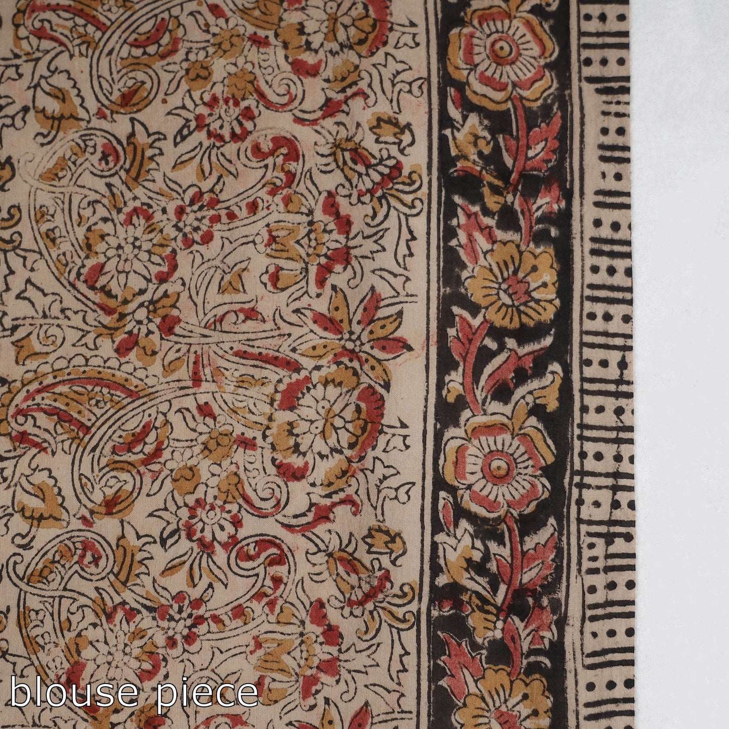 Brown Pedana Block Print Cotton Kalamkari Saree