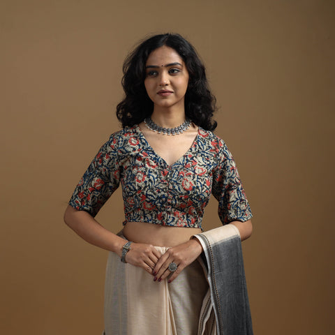 Pedana cotton natural dyed kalamkari readymade blouse 01