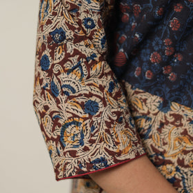 Brown Pedana Block Print Cotton Straight Kalamkari Kurta