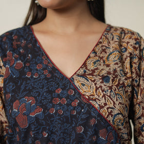 Brown Pedana Block Print Cotton Straight Kalamkari Kurta