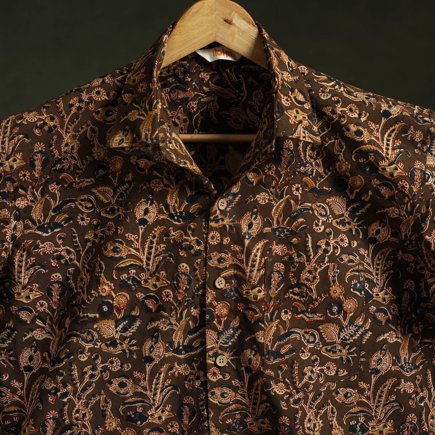 Pedana hand block print natural dyed cotton half sleeve men