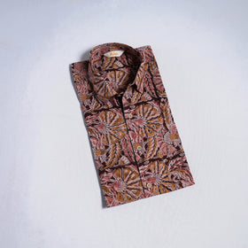 Pedana hand block print natural dyed cotton half sleeve men