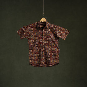 Pedana hand block print natural dyed cotton half sleeve men