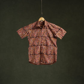 Pedana hand block print natural dyed cotton half sleeve men
