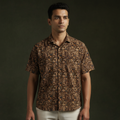Pedana hand block print natural dyed cotton half sleeve men