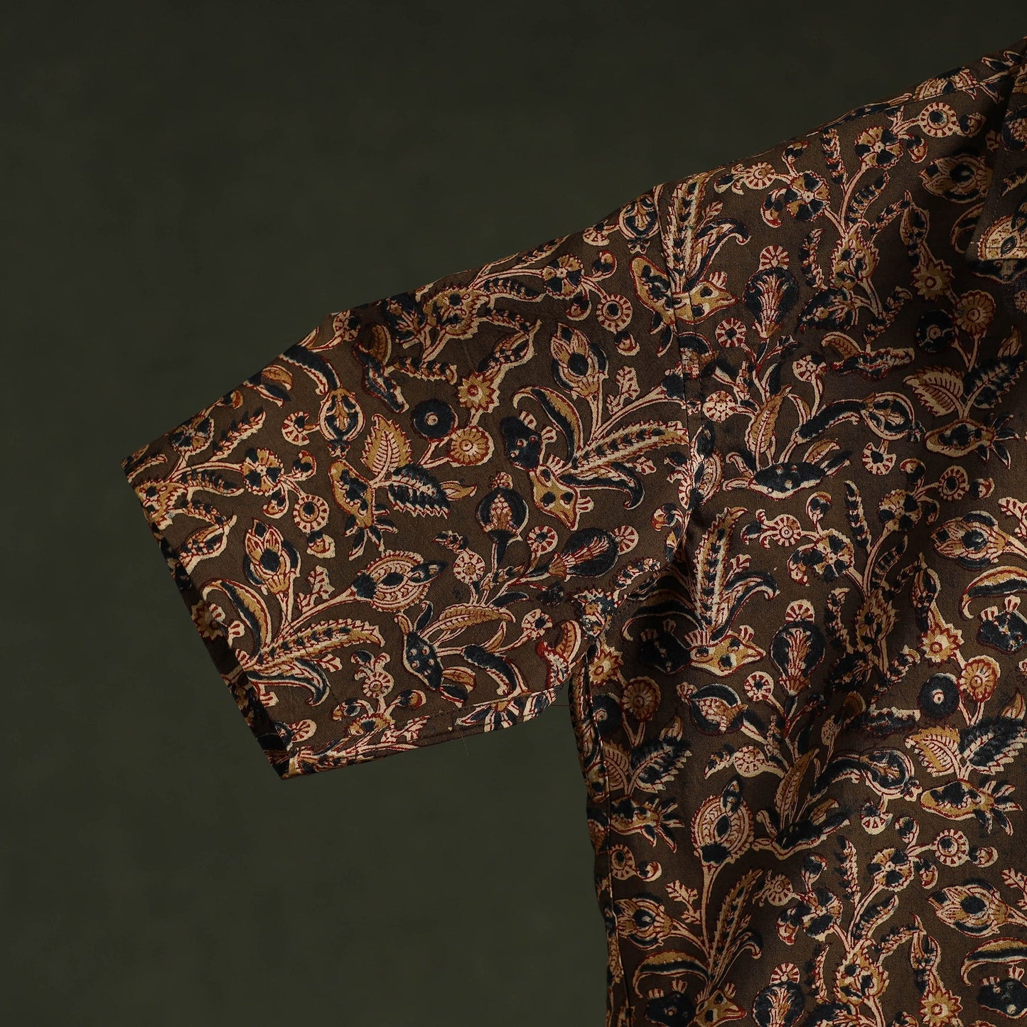 Pedana hand block print natural dyed cotton half sleeve men