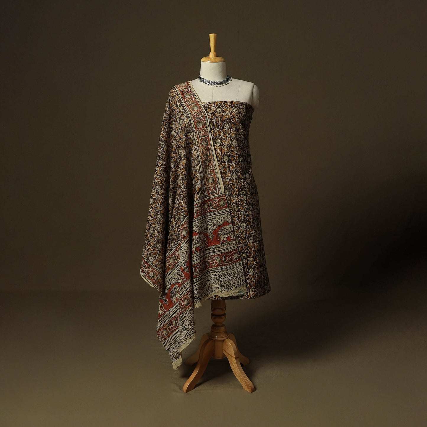 Pedana hand block print natural dyed cotton kalamkari 2pc
