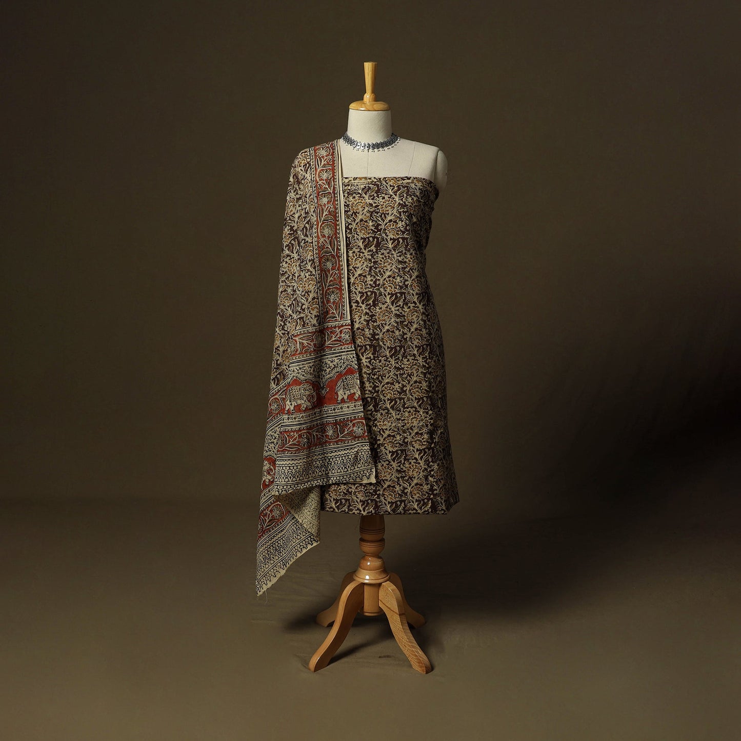 Pedana hand block print natural dyed cotton kalamkari 2pc