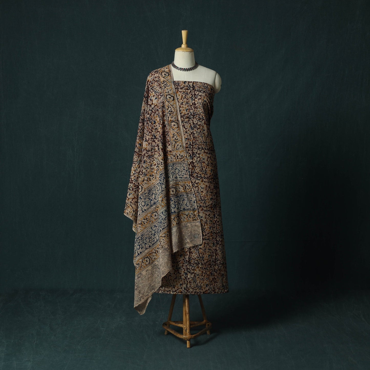 Pedana hand block print natural dyed cotton kalamkari 2pc