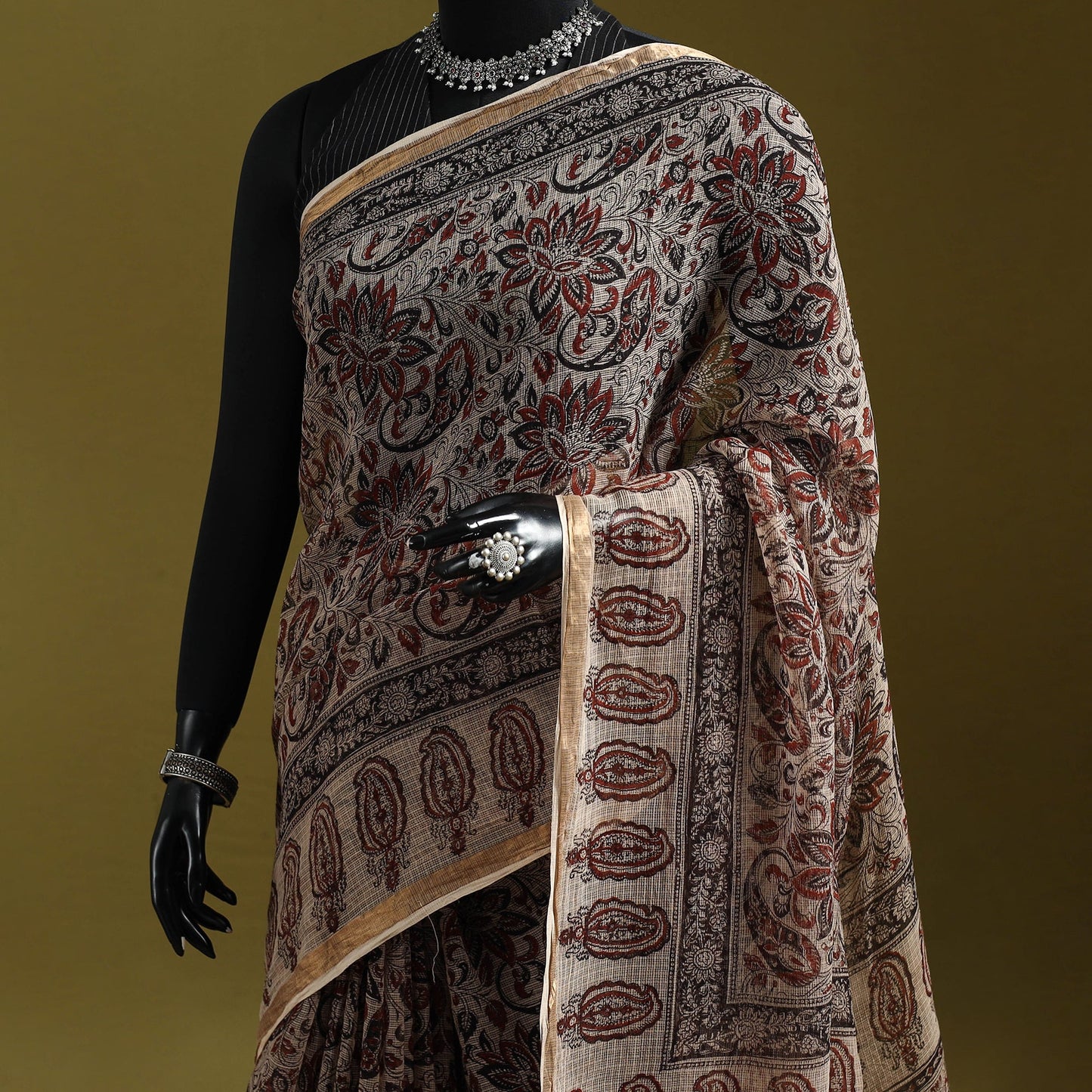 Pedana hand block print natural dyed kota doria cotton