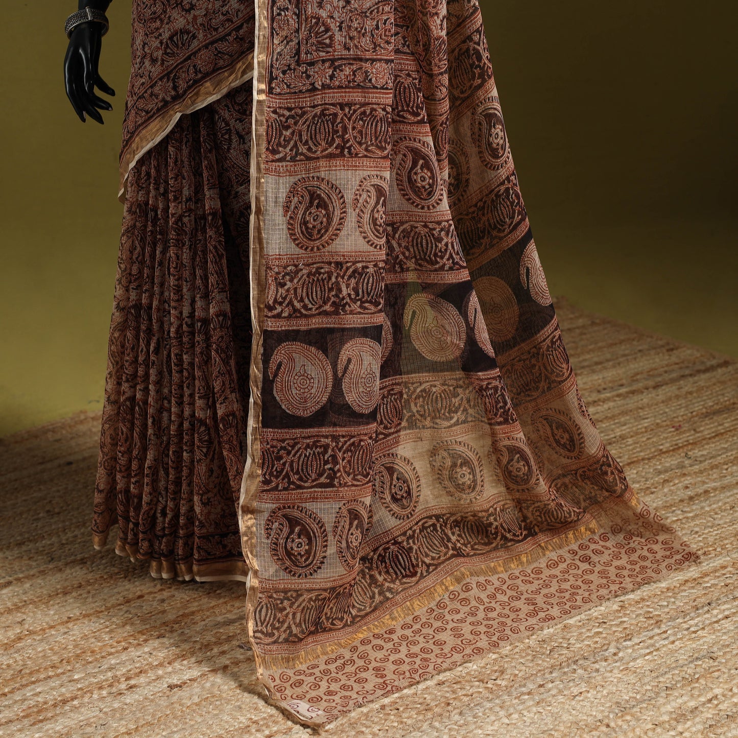 Pedana hand block print natural dyed kota doria cotton