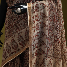 Pedana hand natural dyed kota doria cotton kalamkari saree