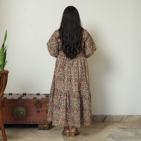  Pedana Kalamkari Block Printed Cotton Flared Gher Dress 06 Online at iTokri.com