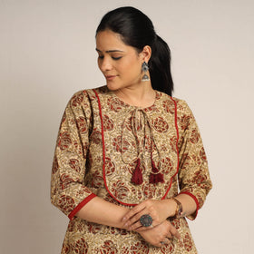 Buy Pedana Kalamkari Block Printed Cotton Kurta with Palazzo Set Online at iTokri.com