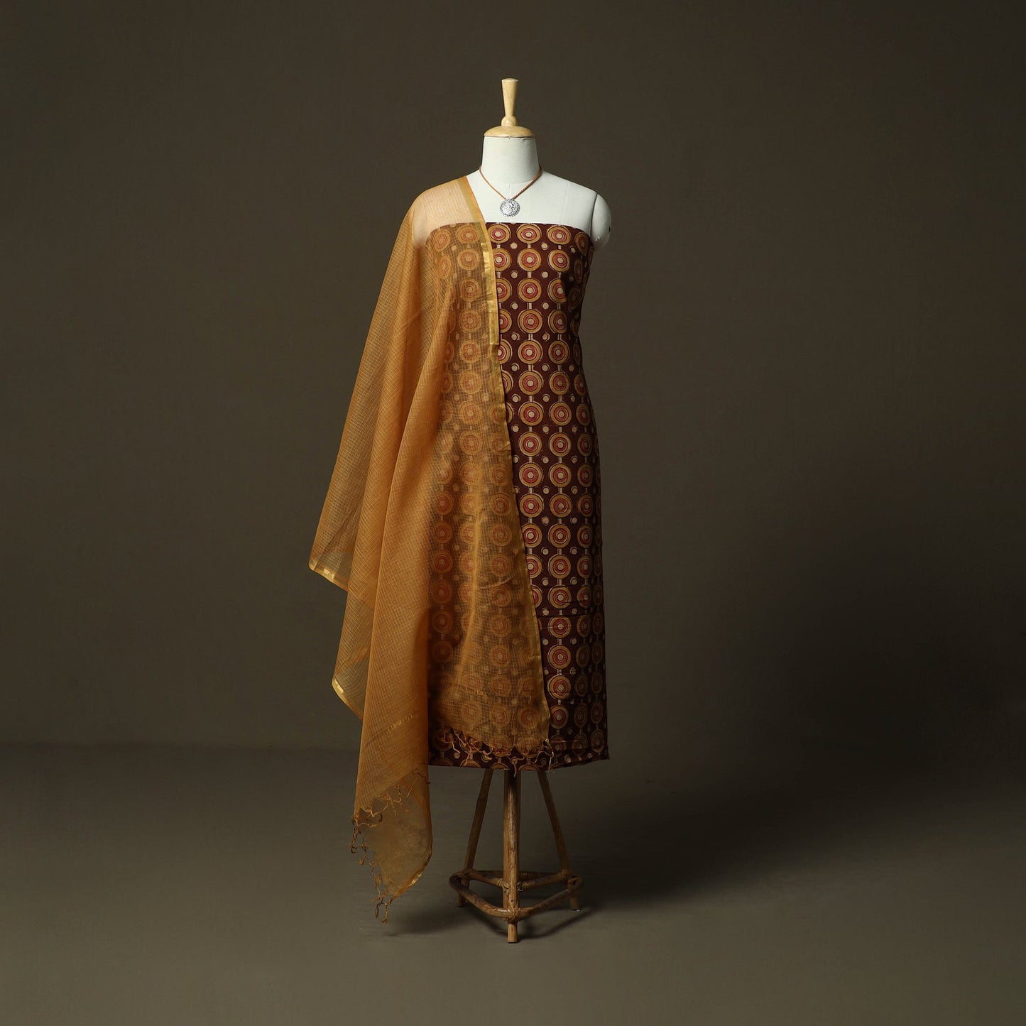 Pedana kalamkari hand block print natural dyed cotton 2pc