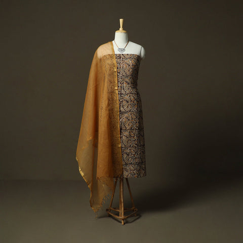 Pedana kalamkari hand block print natural dyed cotton 2pc